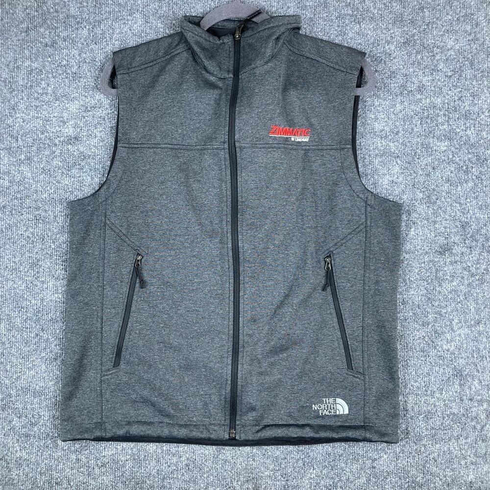 The North Face Vest Mens M Gray Full Zip Softshell Zimmatic Logo